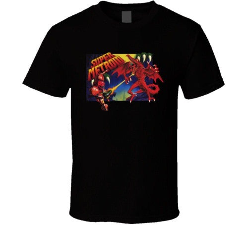 Super Metroid Snes Box Art Retro Video Game Man's T-Shirt Tee