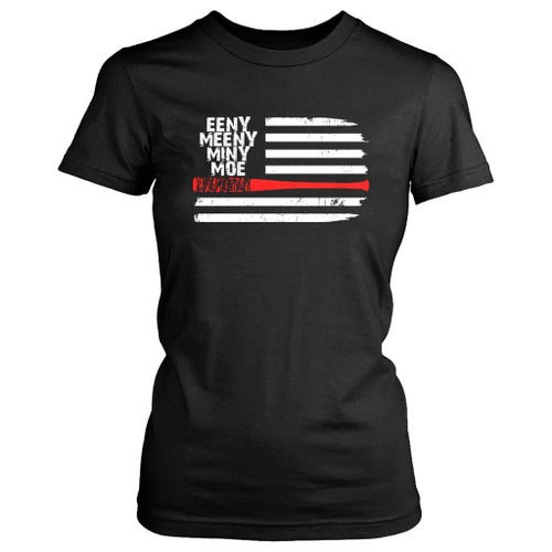 The Walking Dead Negan Lucille Eeny Meeny Art Usa Flag Women's T-Shirt Tee