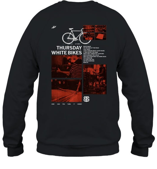 Thurs Day Band White Bikes Black Unisex Crewneck