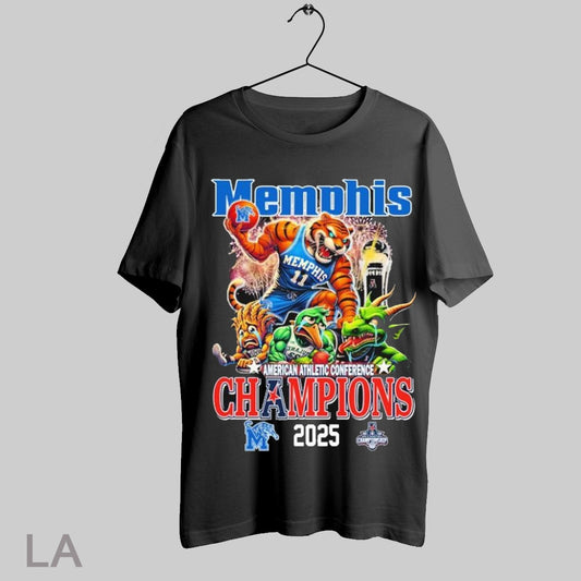 Top Memphis Tigers Beats Wichita State Shockers Tulane Green Wave Uab Blazers Mens Basketball American Athletic Conference Champions 2025 Mascots T Shirt Sweatshirt Tee Shirt