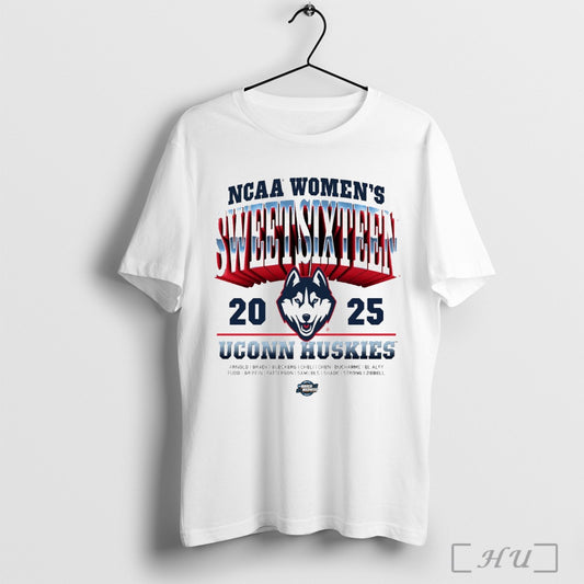 Trending Uconn Huskies 2025 Ncaa Mens Basketball Sweet Sixteen March Madness Arnold Brady Bueckers Logo T Shirt