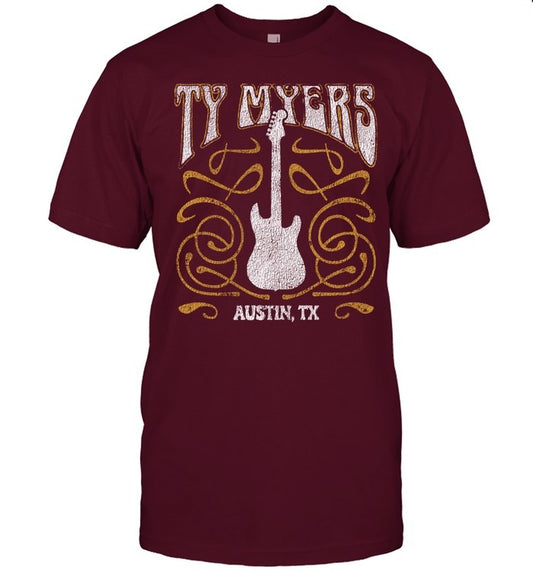 Ty Myers Red Guitar Austin,TX Retro Limited T Shirt