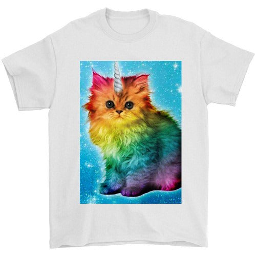 Unicorn Rainbow Cat Kitten Funny Man's T-Shirt Tee