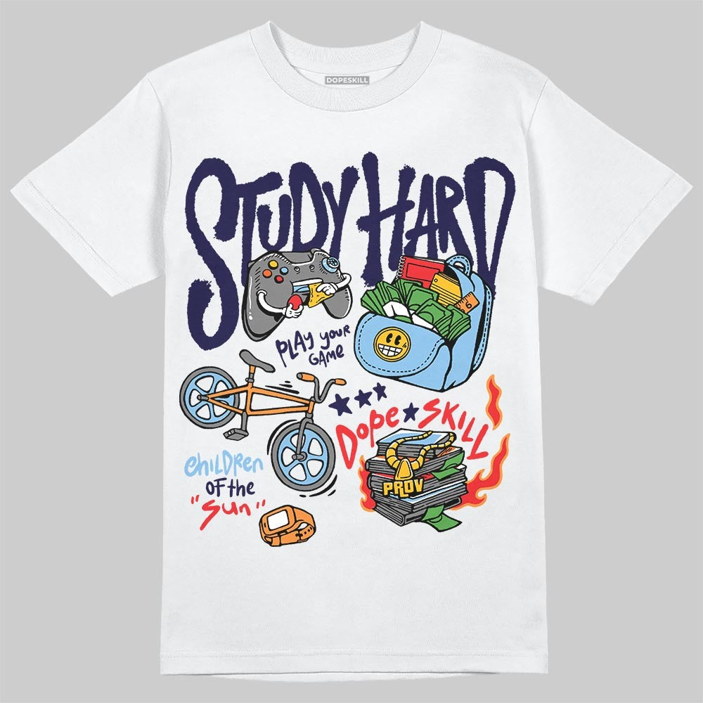 University Blue Collection DopeSkill T-Shirt Study Hard Graphic