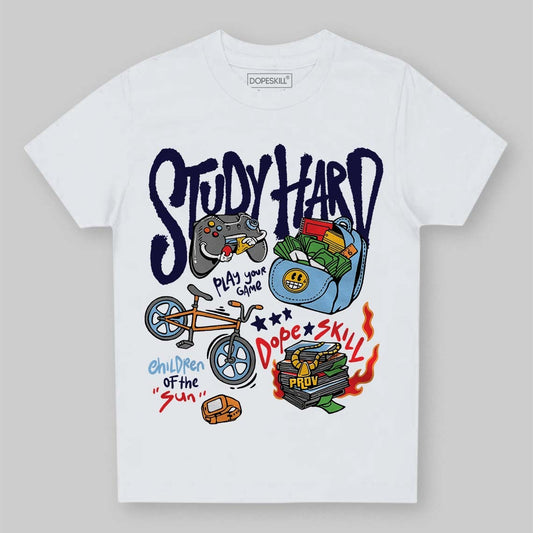 University Blue Collection DopeSkill Toddler Kids T-shirt Study Hard Graphic