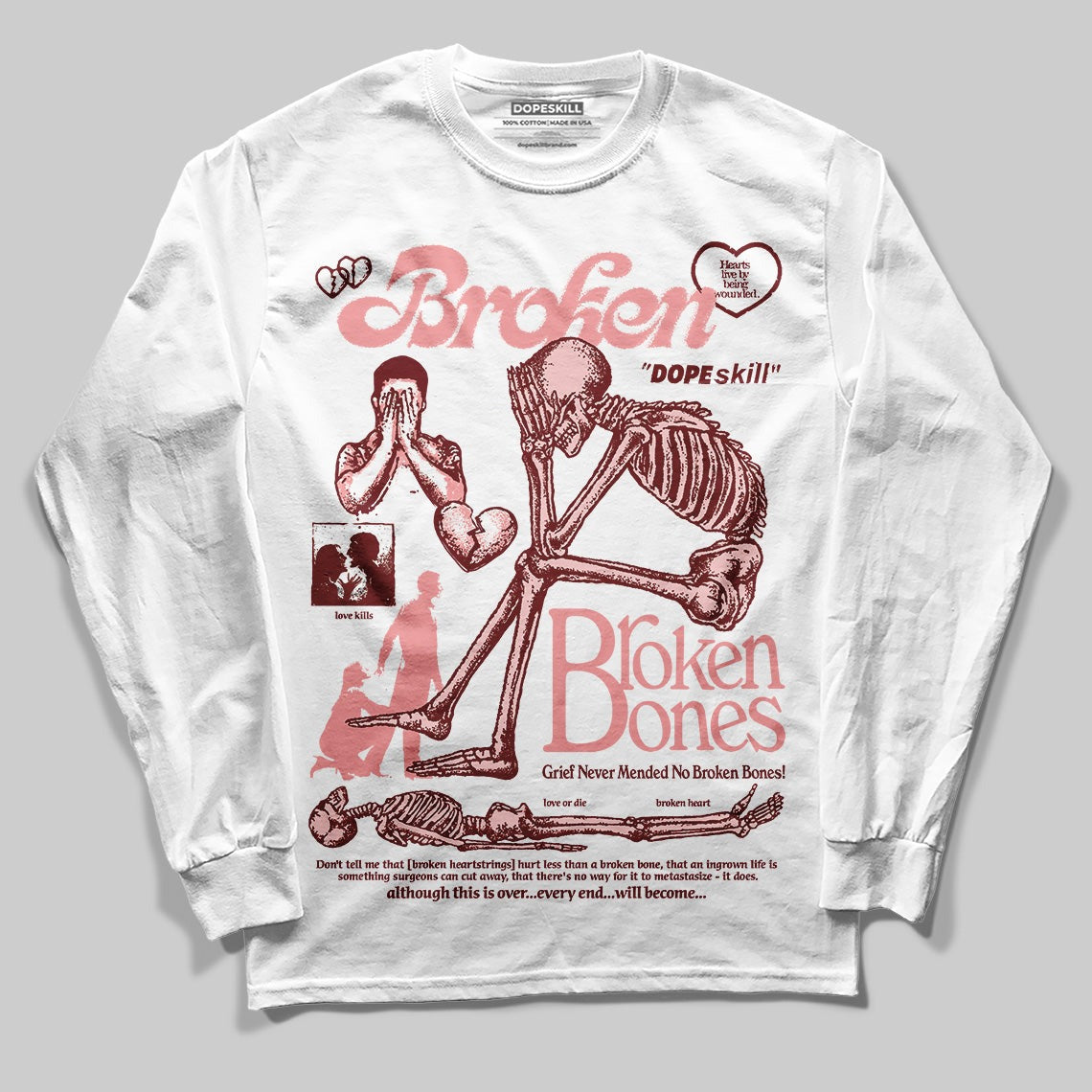VALENTINE'S Day 3s DopeSkill Long Sleeve T-Shirt Broken Bones Graphic