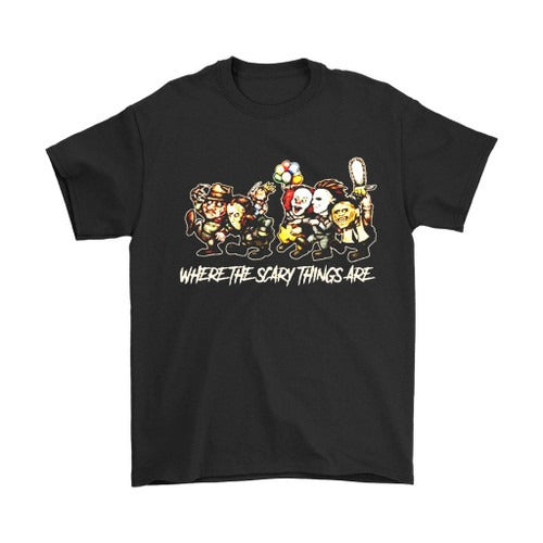 Where The Scary Things Are Horror Movies Characters Halloween Man's T-Shirt Tee