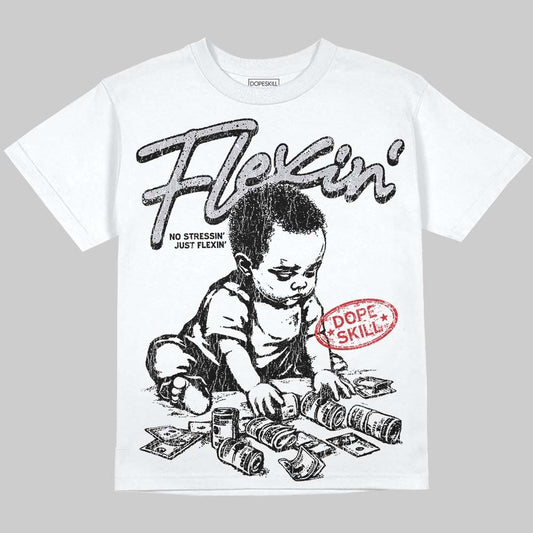 White Cement 4s DopeSkill Oversize Print T-Shirt Flexin' Graphic