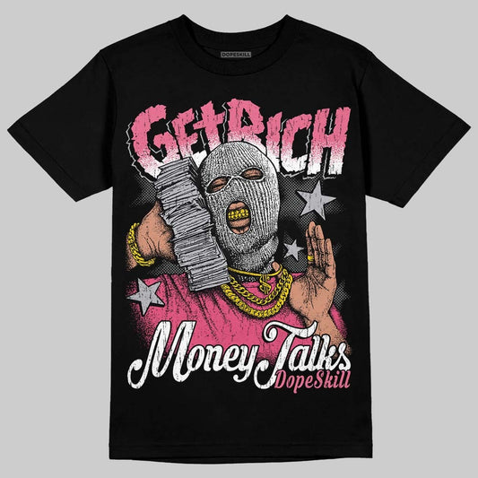 White Fluo Pink DopeSkill T-Shirt Get Rich Graphic