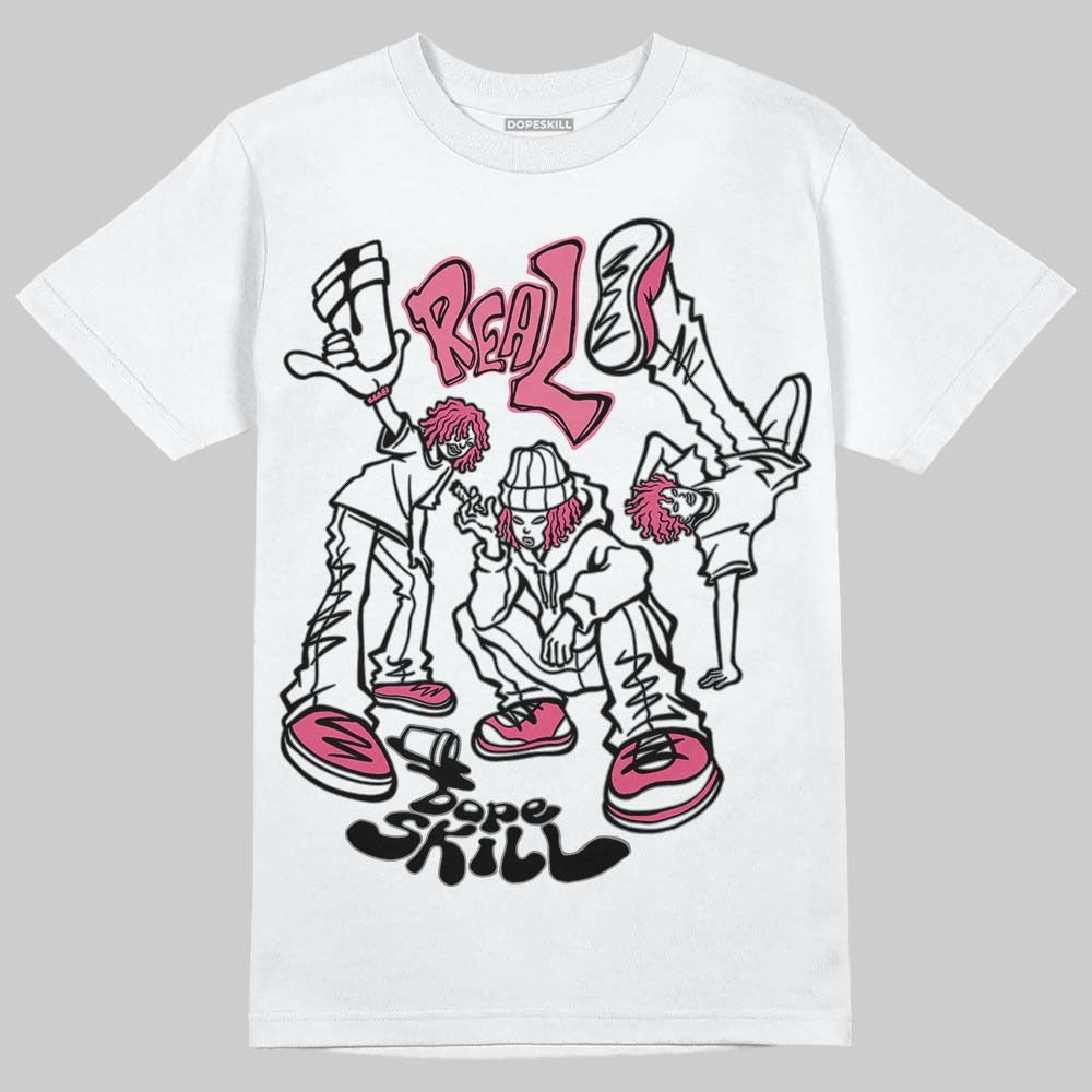 White Fluo Pink DopeSkill T-Shirt Real Y2K Players Graphic