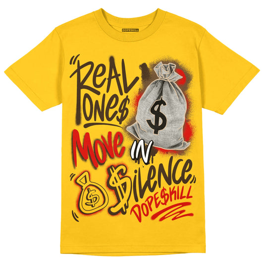 Yellow Collection DopeSkill Gold T-shirt Real Ones Move In Silence Graphic