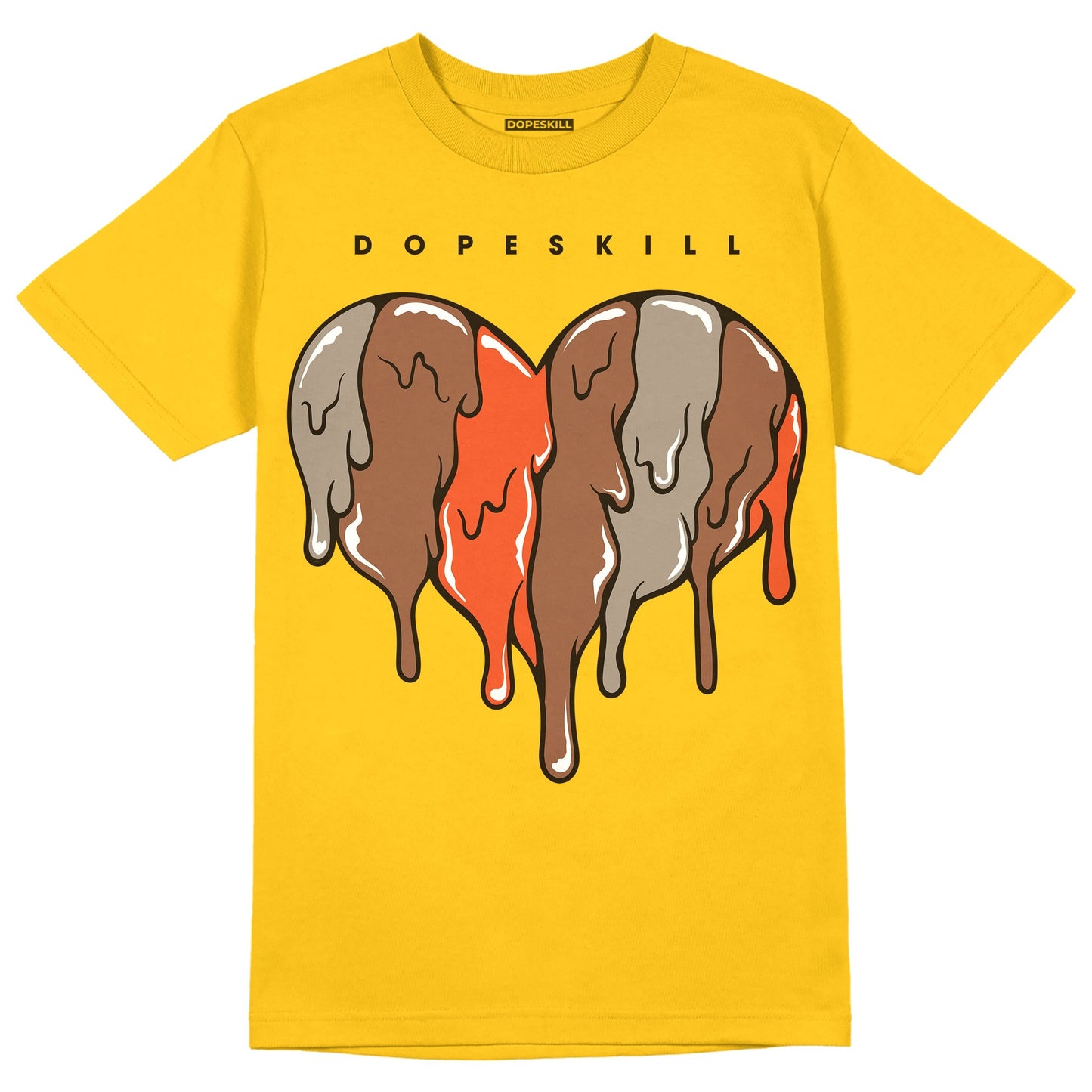Yellow Collection DopeSkill Gold T-shirt Slime Drip Heart Graphic