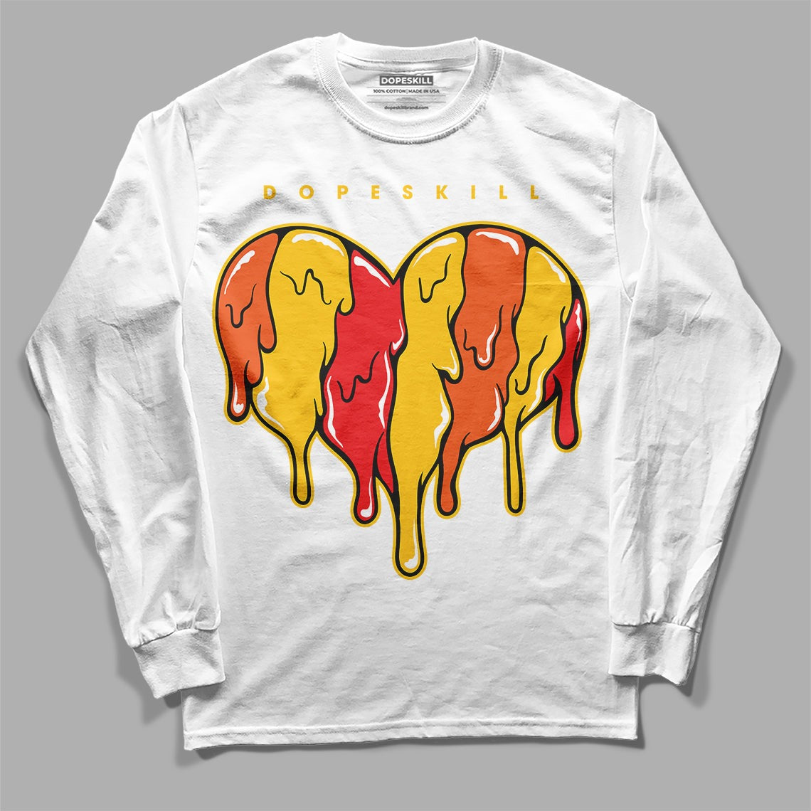 Yellow Collection DopeSkill Long Sleeve T-Shirt Slime Drip Heart Graphic