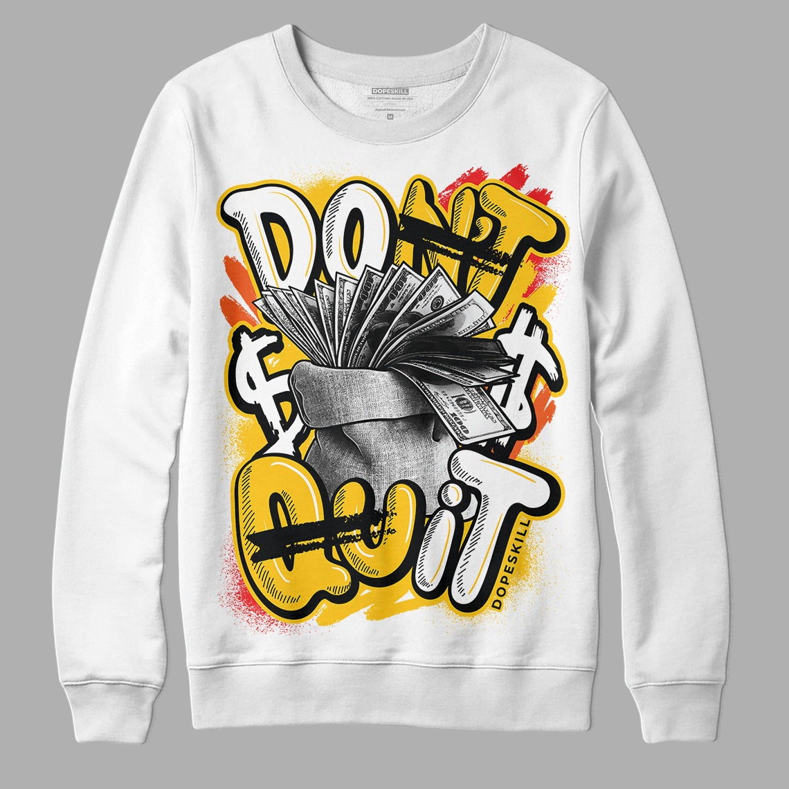 Yellow Collection DopeSkill Sweatshirt Don't Quit Graphic