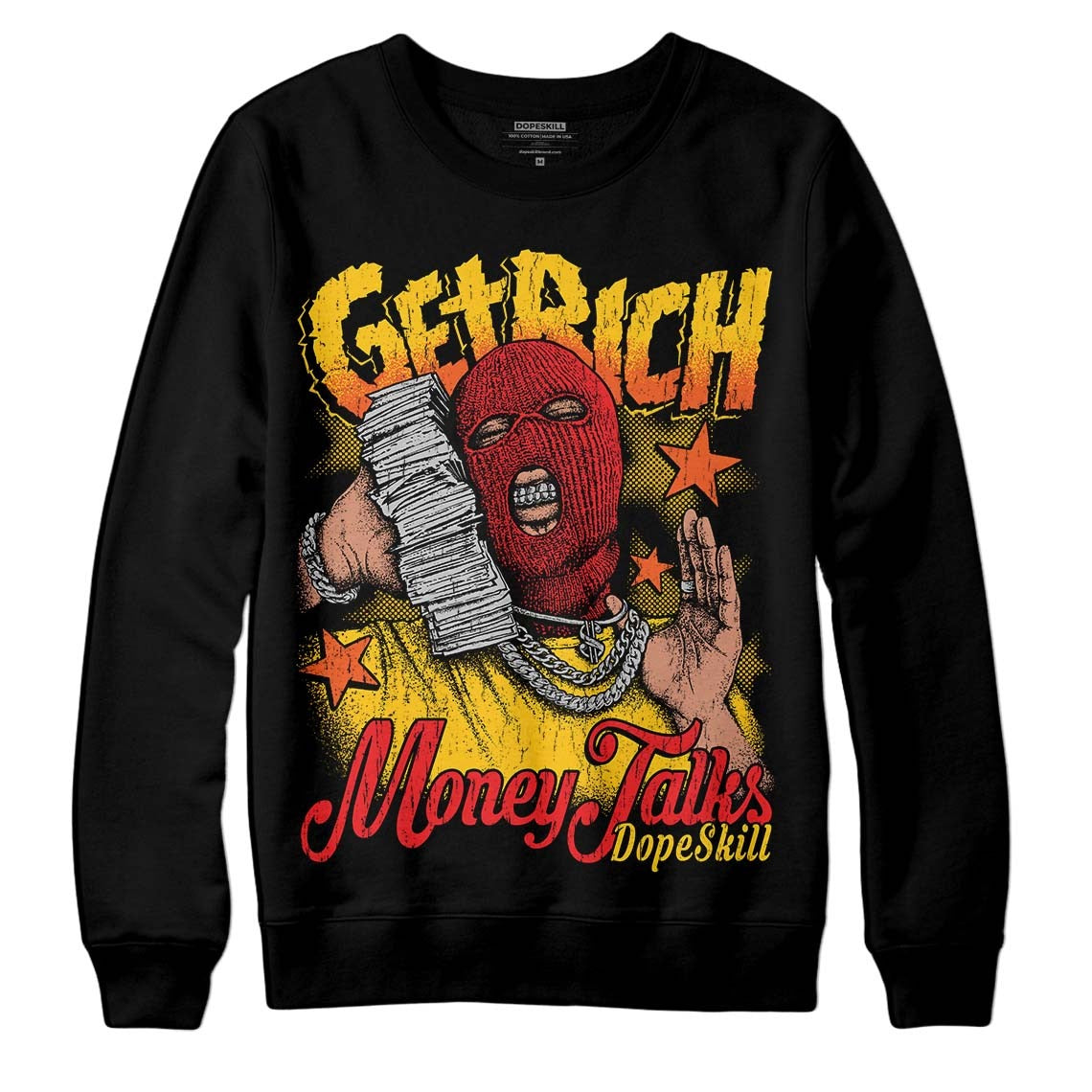 Yellow Collection DopeSkill Sweatshirt Get Rich Graphic