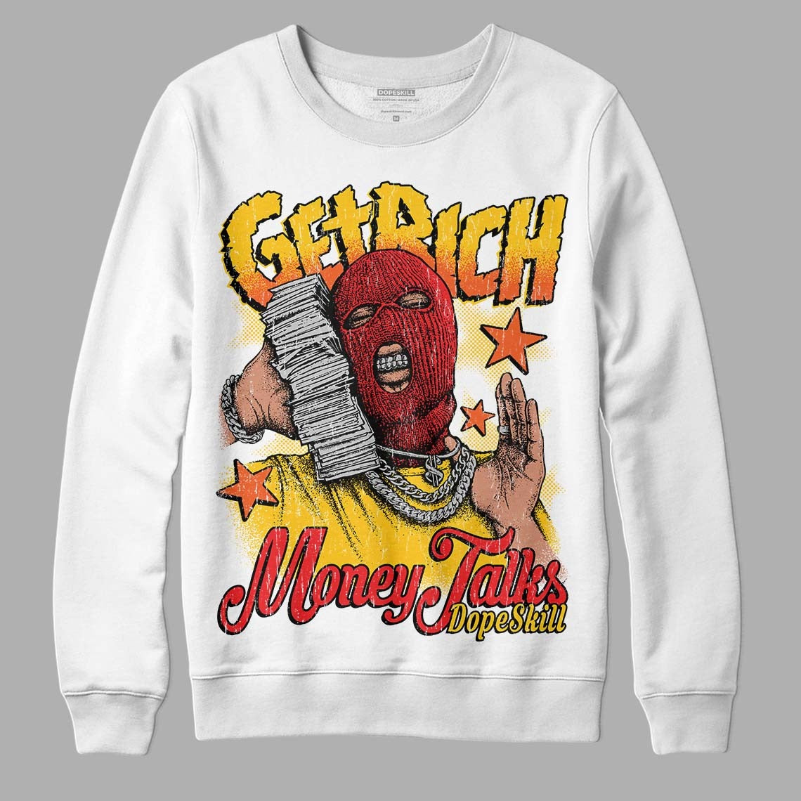 Yellow Collection DopeSkill Sweatshirt Get Rich Graphic