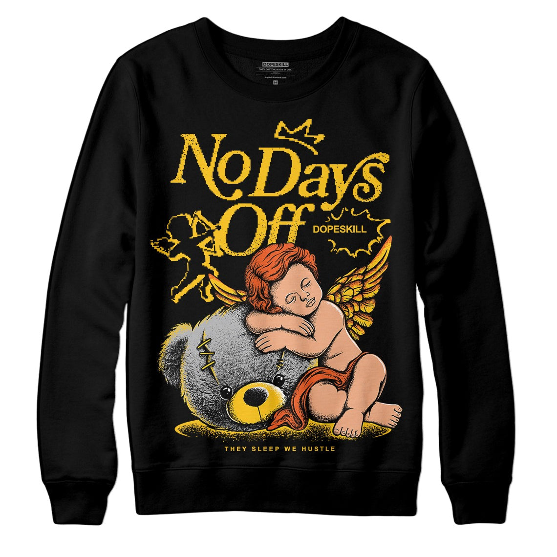 Yellow Collection DopeSkill Sweatshirt New No Days Off Graphic