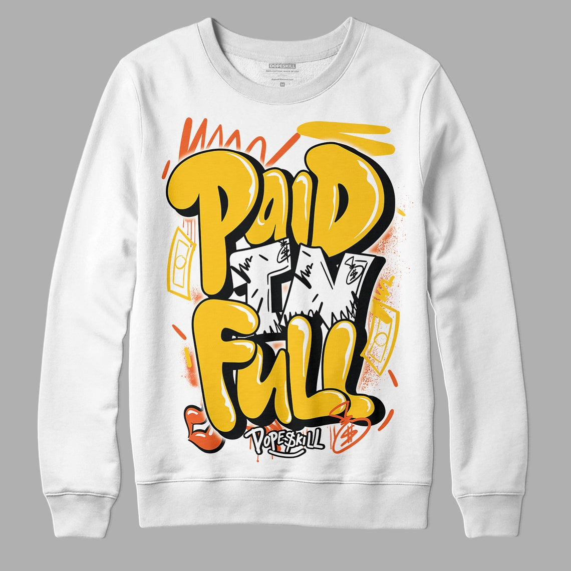 Yellow Collection DopeSkill Sweatshirt New Paid In Full Graphic
